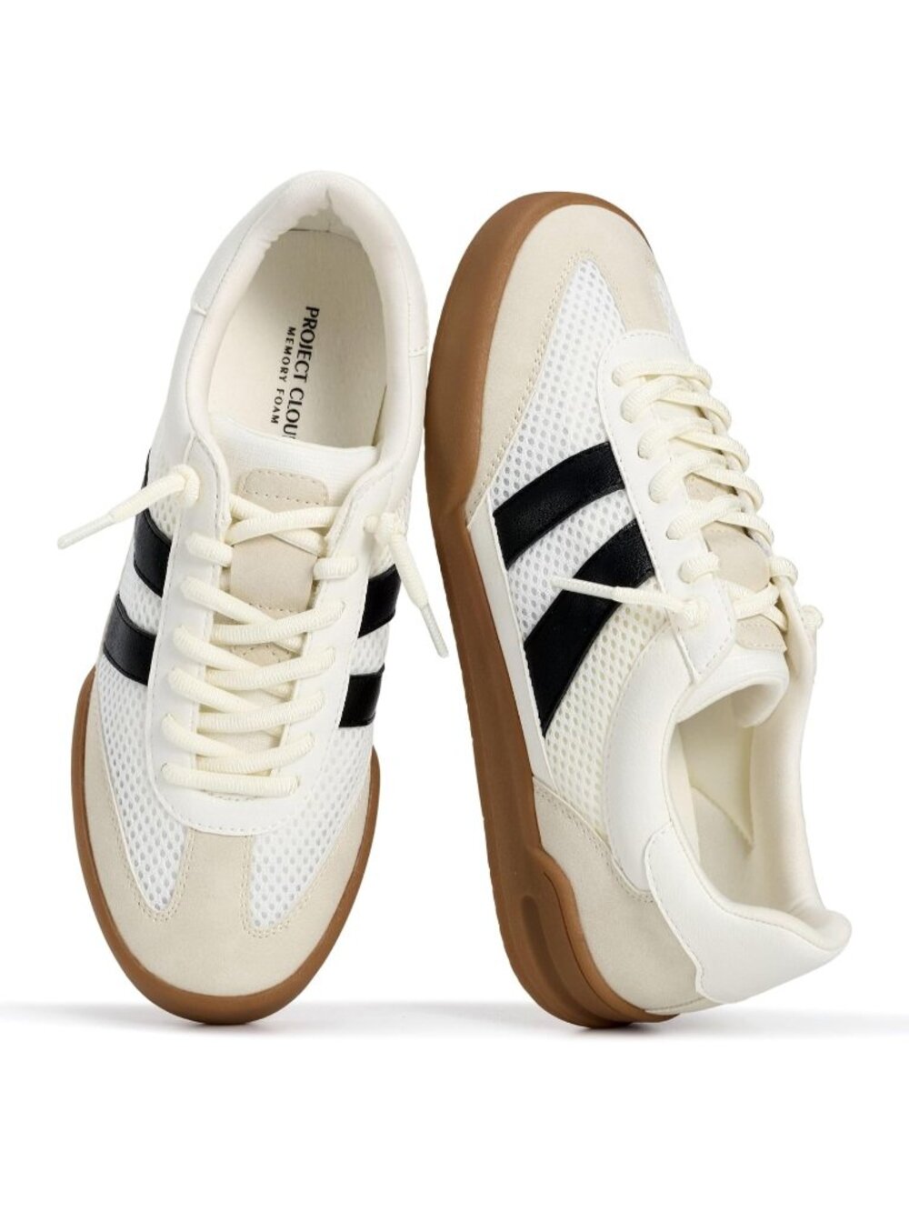Women's White Multi Leather Memory Foam Closed Toe Insole Slip On Casual Sneaker